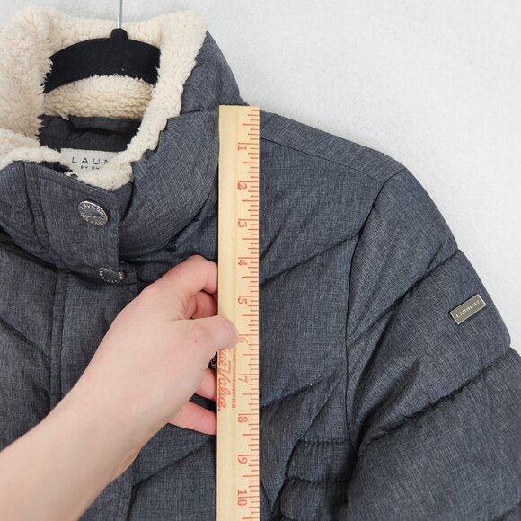 Laundry by Shelli Segal Coat Womens Small Gray Quilted Puffer Parka Full Zip - Picture 6 of 13